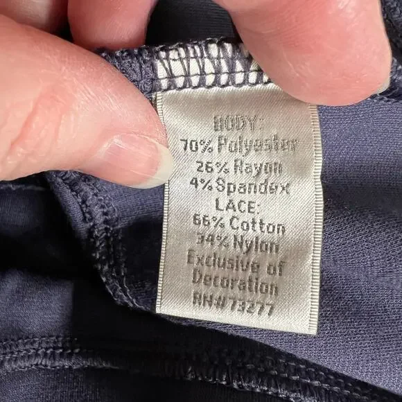 LC Lauren Conrad Womens Dress Fitted Bodice Bell Skirt Lace Blue Cap Sleeves 10 - Picture 9 of 10